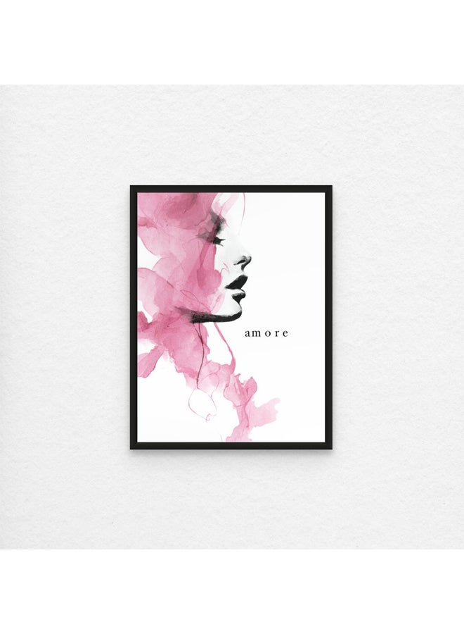 آرت دیکور  ديكور فني مؤطر، صورة فنية جميلة مطبوعة بألوان مائية وردية، رسم توضيحي حديث للمرأة لغرفة النوم وغرفة المعيشة والمكتب - Image 1