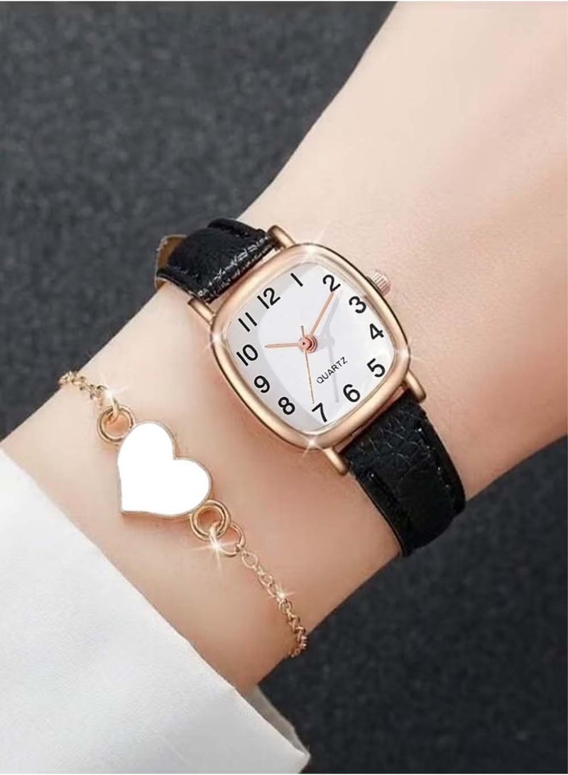 QUARTZ مجموعة ساعات جلدية أنالوج مقاومة للماء للنساء - Image 1