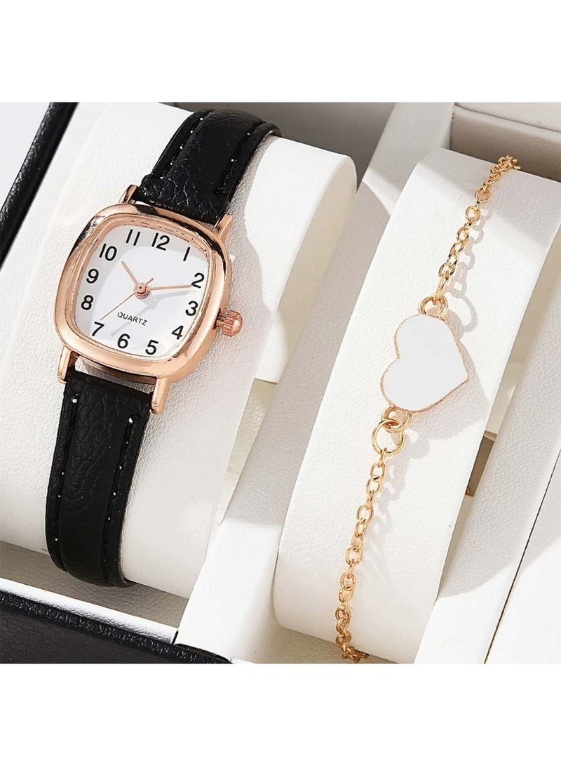 QUARTZ مجموعة ساعات جلدية أنالوج مقاومة للماء للنساء - Image 2