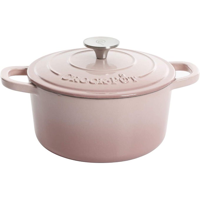 CROCKPOT ARTISAN ROUND ENAMELED CAST IRON DUTCH OVEN 5QUART BLUSH PINK