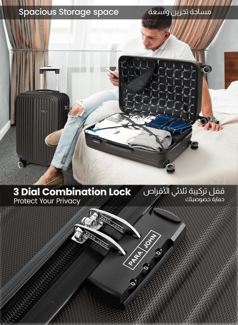 بارا جون حقيبة سفر بعجلات كبيرة من الألومنيوم خفيفة الوزن صلبة  بوصة تحمل  كجم بأربع عجلات رمادي داكن - Image 3