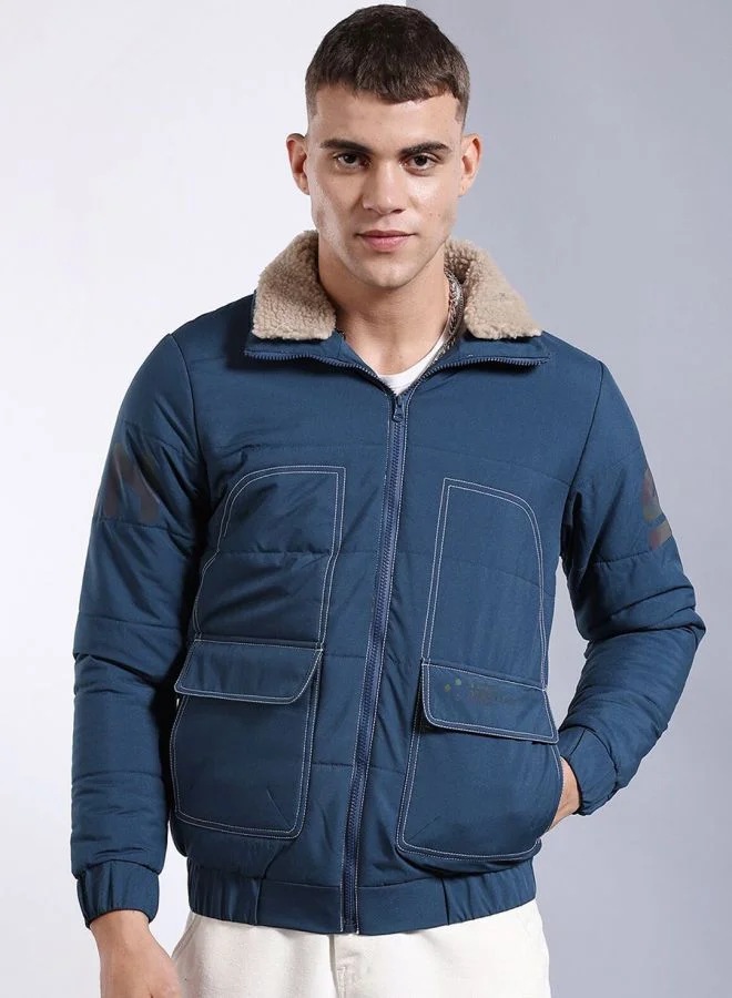 ذا انديان كراج كو The Indian Garage Co Men Regular Fit Printed High Neck Short Sleeves Jacket