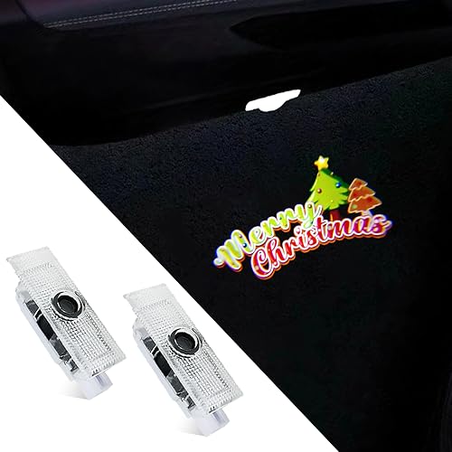 uuakarin 2 PCS Car Door Logo Lights Compatible for Dodge Challenger 2015-present Courtesy LED Ghost Shadow Light Projector Lamps Accessories (Merry Christmas) - Image 1