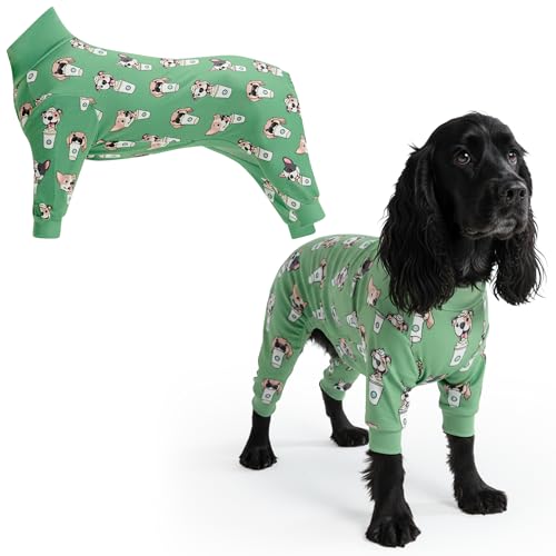 Spark Paws Dog Pajama Dog Recovery Suit Male Onesie UltraSoft and 4Way Stretch for Small Medium and Large Breeds Pup Cup L - Image 1