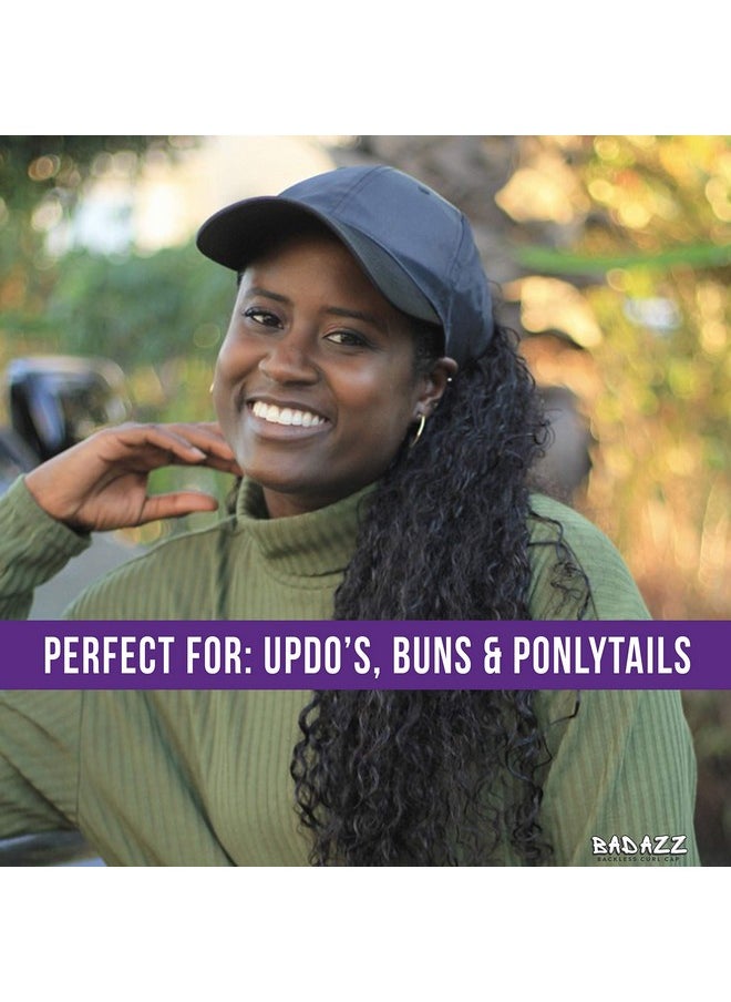 Curl Keeper Curly Hair Solutions Badazz Backless Hat For Curly Hair And Natural Hair (Black Satin)  - Image 5