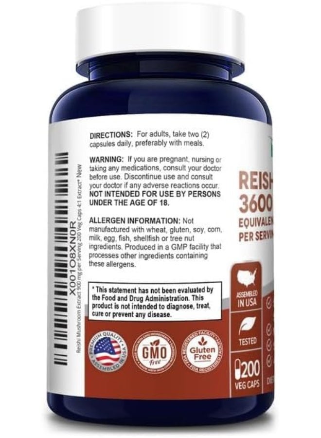 NusaPure Best Reishi Mushroom Extract 3600mg 200 Veggie Caps - Image 4