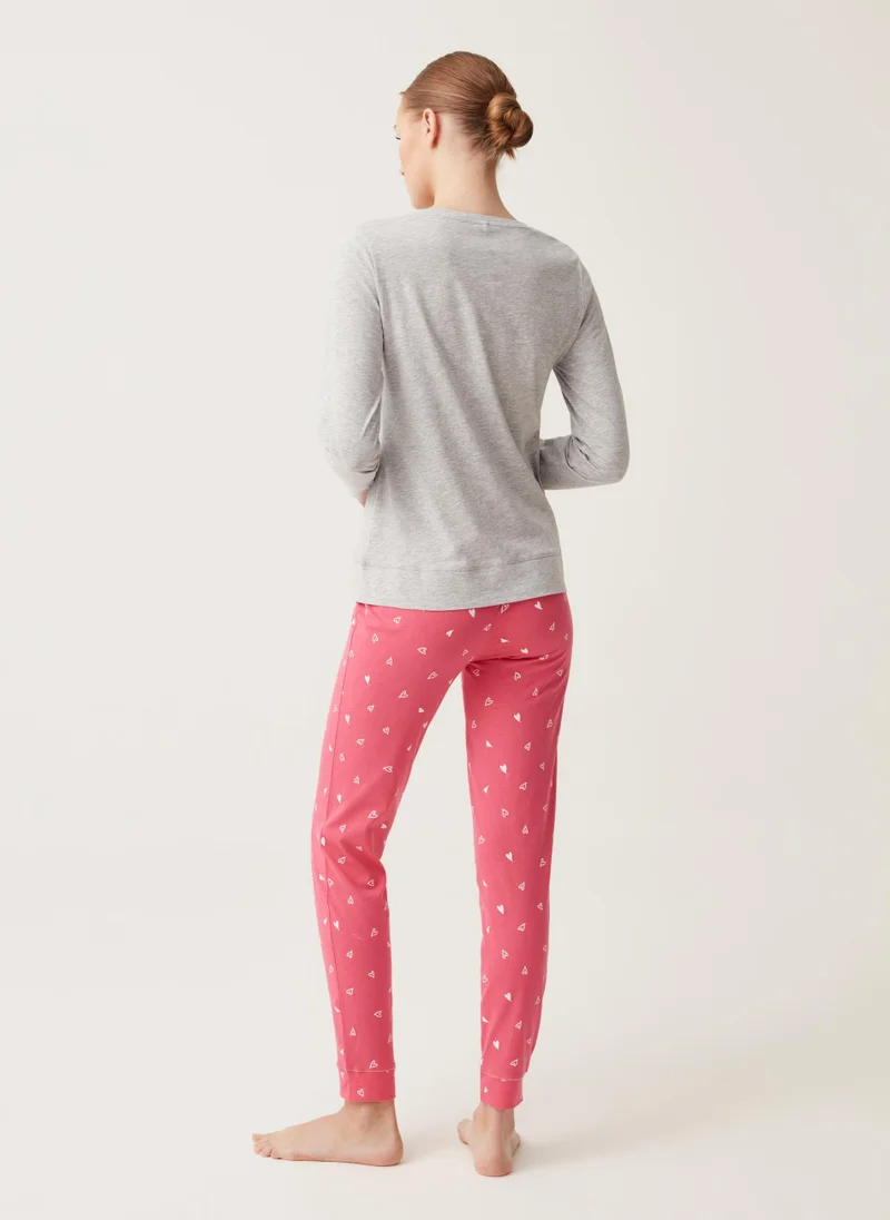 Ovs Full-length pyjamas in cotton with heart print