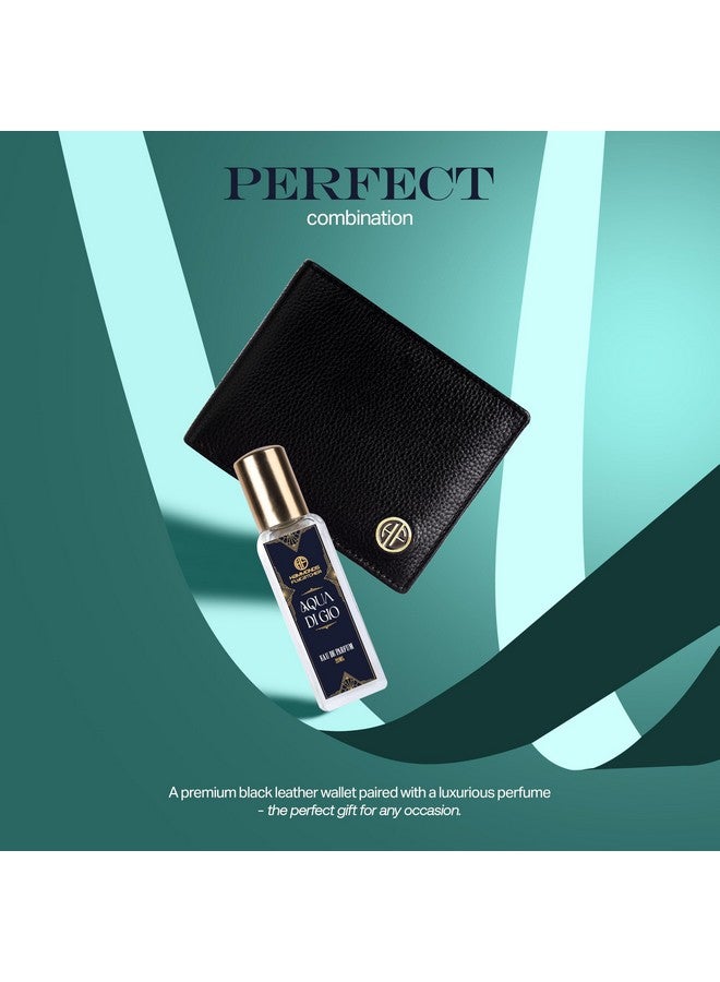 HAMMONDS FLYCATCHER Gift for Men & Women Combo - Genuine Leather Wallet Giftset - Leather Wallet- Birthday Special & Unique Gift Ideas (Aqua Di Gio, Blick Black) - Image 2