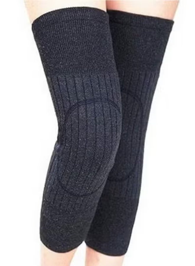 MANBO 2-PC Unisex Winter Warm Thicken Cashmere Wool Knee Brace Support Pads Leg Warmers Thin Knee Sleeves for Men and Women Sports and Daily Wear - Image 1