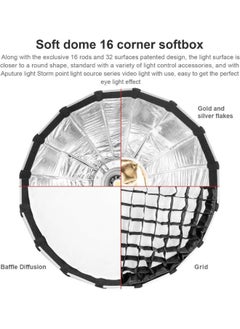 أبتشر سوفت بوكس Aputure Light Dome Mini III 60 سم – تصميم دائري مدمج 2 قدم مع تركيب Bowens ونظام طي سريع – مناسب لـ Amaran 150c/300c، COB 60d/x، 100d/x، 200d/x، LS C300d II، LS 600c Pro  - Image 4