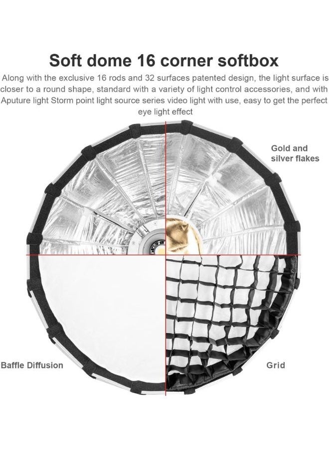 Aputure Aputure Light Dome Mini III 60cm Softbox – Compact 2ft Circular Bowens Mount with Quick-Folding Flat-Pack Design – For Amaran 150c/300c, COB 60d/x, 100d/x, 200d/x, LS C300d II, LS 600c Pro  - Image 4