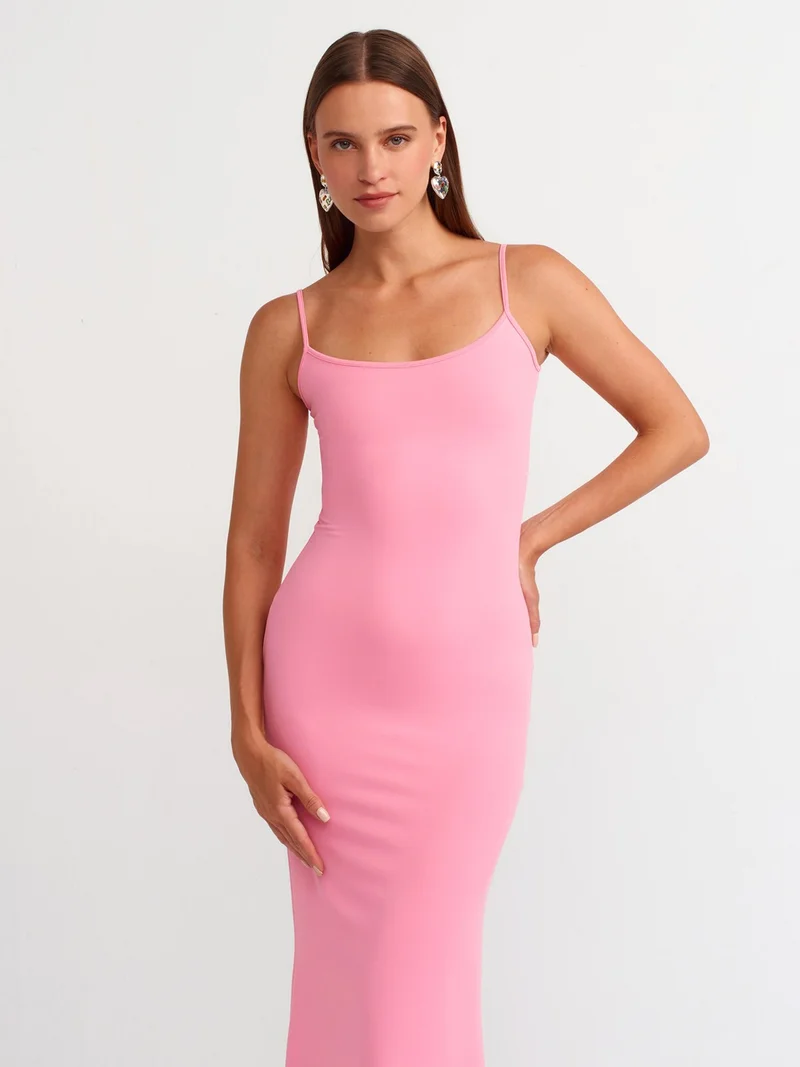 ديلفين 91175 Strappy Long Dress-Pink