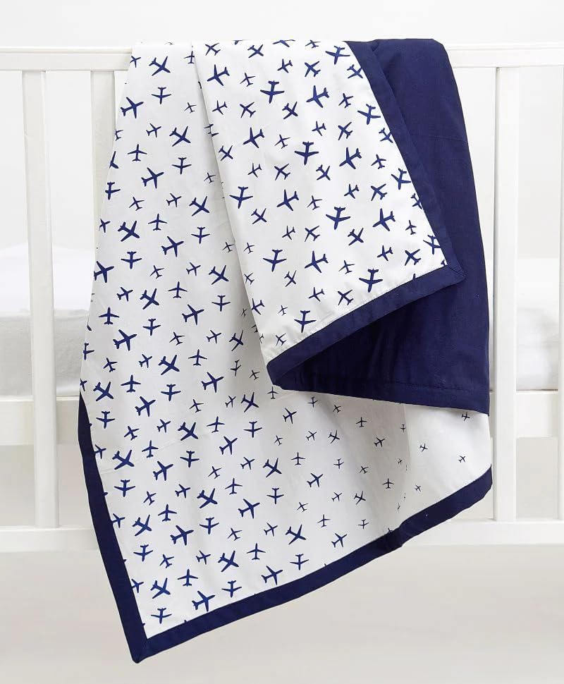 Blooming Buds Blue Airplane -Pure Cotton Single Dohar Soft Reversible for Teens (57x83 Inches), Ideal for Summers - Image 2