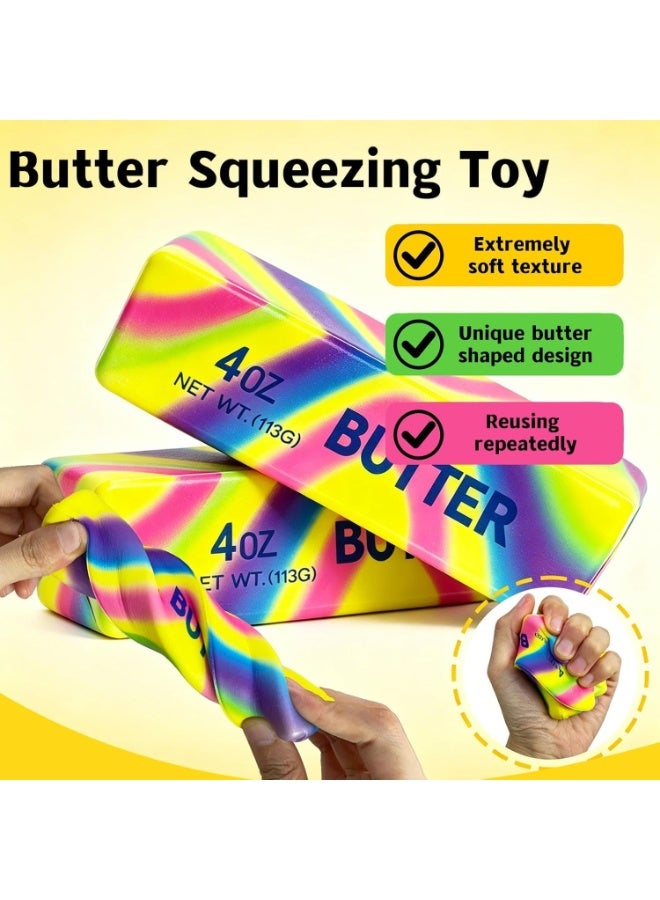 Rainbow Butter Stick Squishy Stress Relief Fidget Toy, Slow Rising Soft Squeeze Toy - Image 2