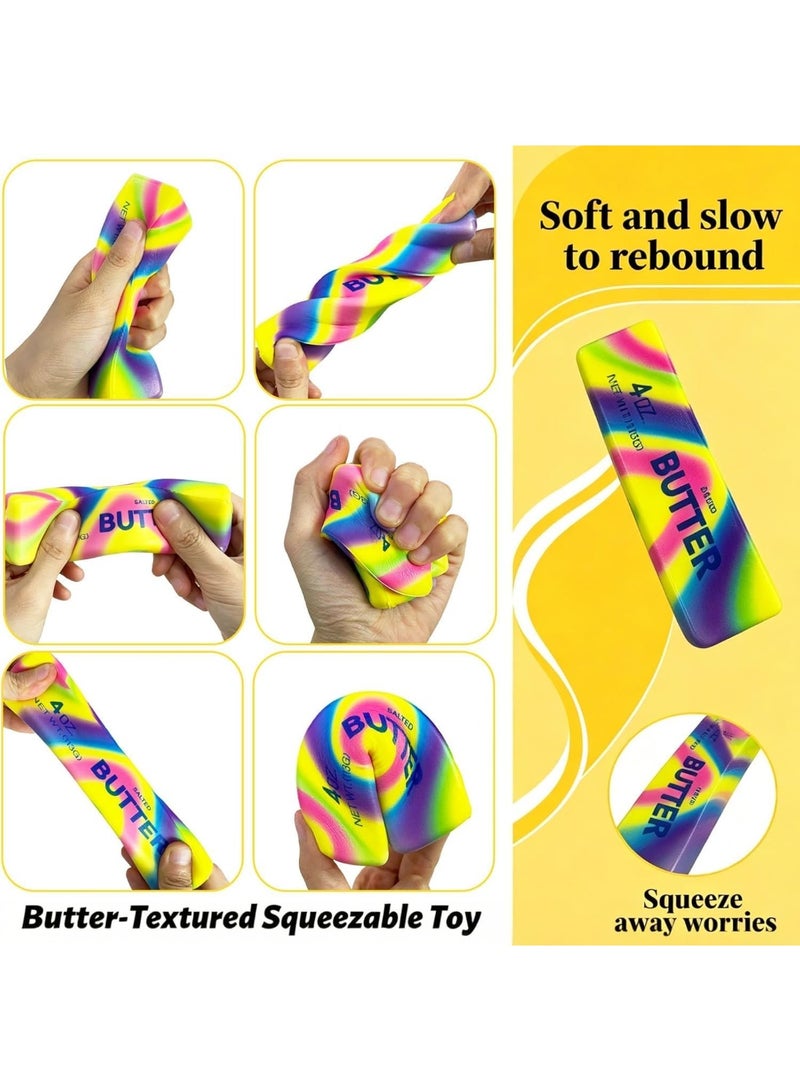 Rainbow Butter Stick Squishy Stress Relief Fidget Toy, Slow Rising Soft Squeeze Toy - Image 3