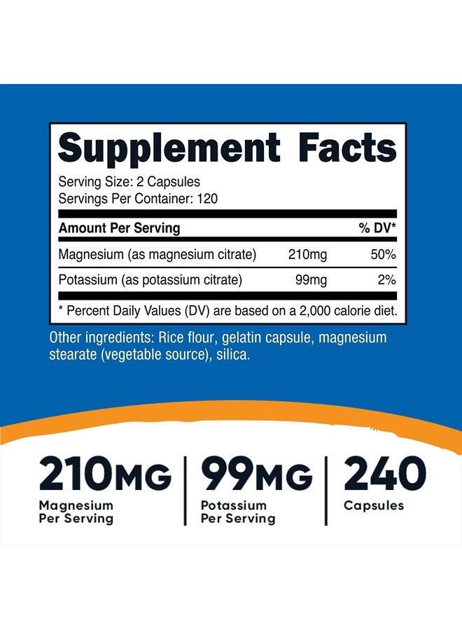 Nutricost Potassium (99 mg) Magnesium (210 mg) Citrates, 240 Capsules - Non-GMO, Gluten Free - Image 2