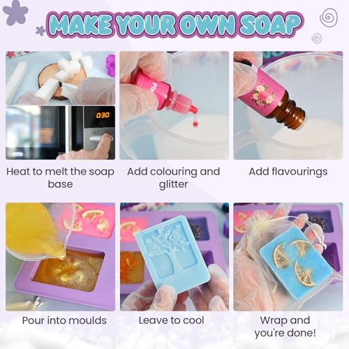 Jcoos Soap Making Kit for Kids, Make Your Own Soap Kit Soap Making Kit Science Kits for Kids, 9 Soap Mold, Soap Base, Scents, Activities Girls Crafts Christmas Gifts - Image 4