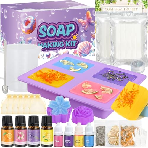 Jcoos Soap Making Kit for Kids, Make Your Own Soap Kit Soap Making Kit Science Kits for Kids, 9 Soap Mold, Soap Base, Scents, Activities Girls Crafts Christmas Gifts - Image 1