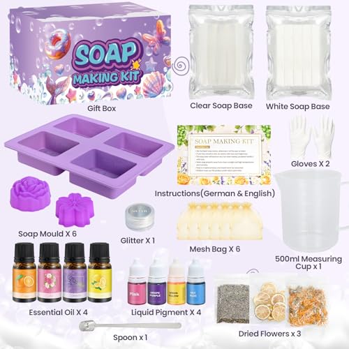 Jcoos Soap Making Kit for Kids, Make Your Own Soap Kit Soap Making Kit Science Kits for Kids, 9 Soap Mold, Soap Base, Scents, Activities Girls Crafts Christmas Gifts - Image 2