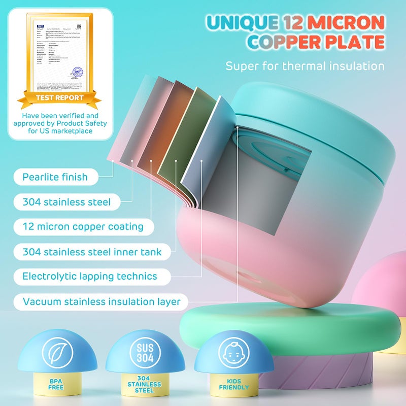 DaCool Kids Thermo for Hot Food Vacuum Stainless Steel Insulated Food Jar 13.5 OZ Kids Lunch Food Thermo Insulated Lunch Container Bento for School Office Picnic Travel Outdoors,Leakproof,BPA Free - Image 2