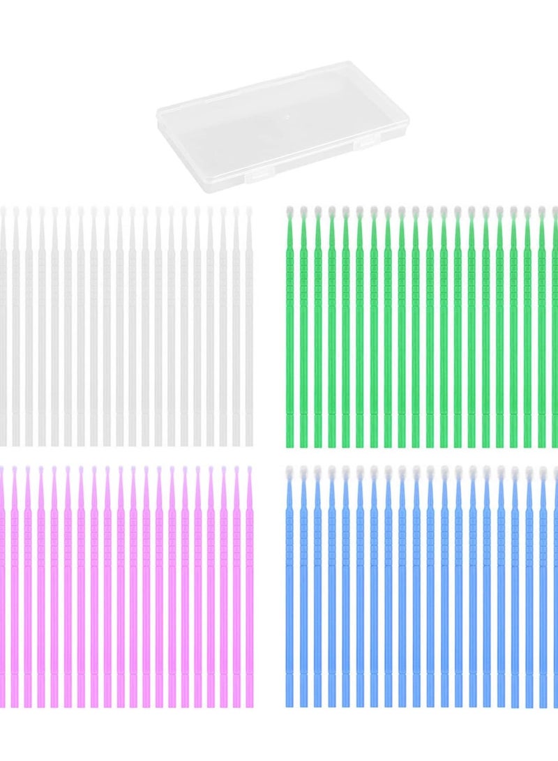 UNIVERSAL 80 Pieces Paint Swabs Set Fine Brush Paint Swabs Are Available in 4 Sizes 1.0mm 1.5mm 2.0mm 2.5mm Four Colors Purple White Green Blue for Paint Repair with Storage Box - Image 1