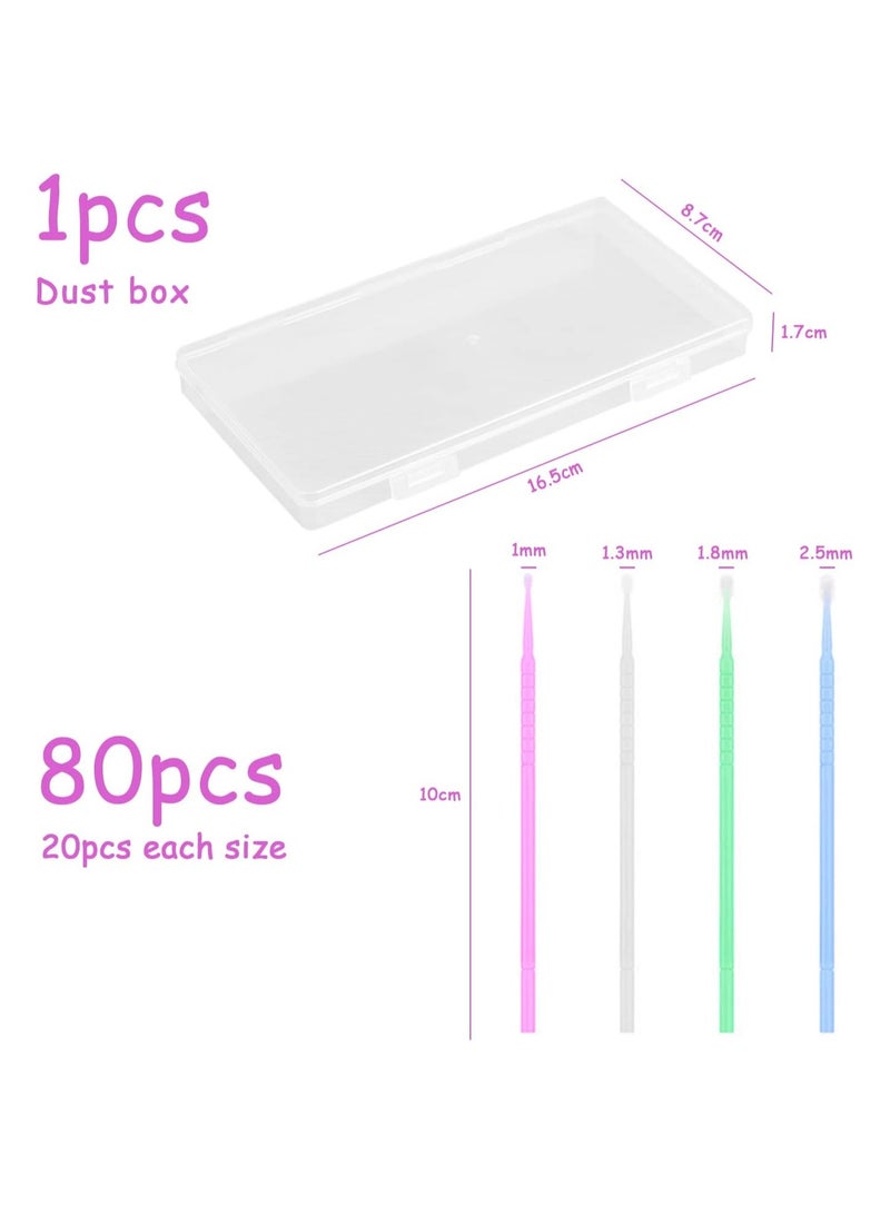 UNIVERSAL 80 Pieces Paint Swabs Set Fine Brush Paint Swabs Are Available in 4 Sizes 1.0mm 1.5mm 2.0mm 2.5mm Four Colors Purple White Green Blue for Paint Repair with Storage Box - Image 3