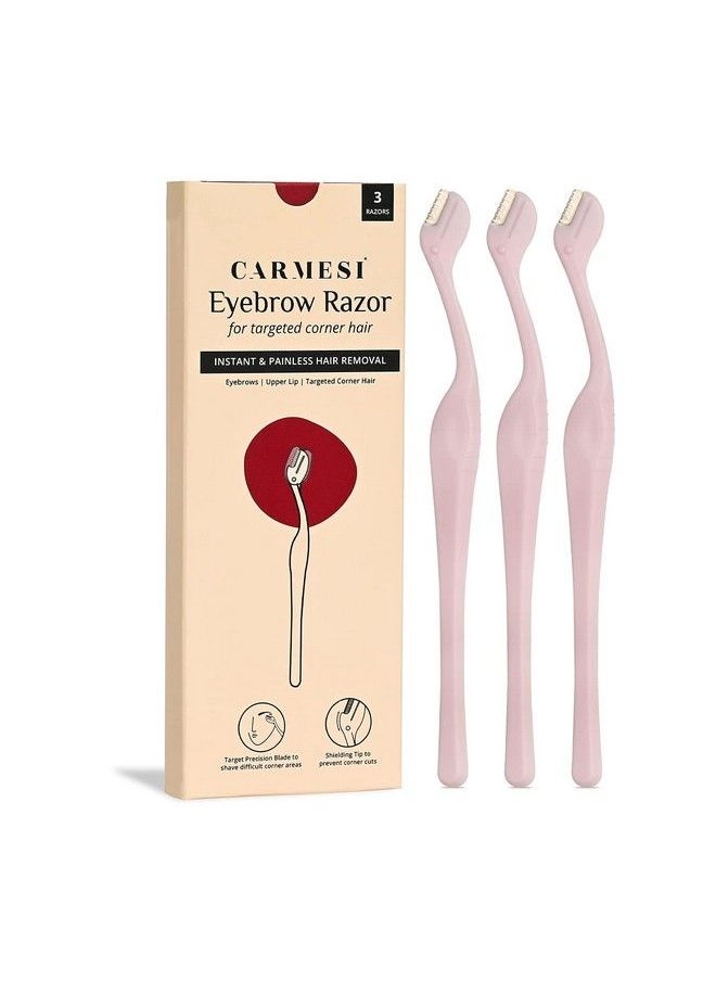 CARMESI Eyebrow Razor ; For Salonlike Eyebrows ; Eyebrows Upper Lip Targeted Corner Hair ; Suitable For Sensitive Areas ; No Cuts ; Safe & Hygienic ; 3 Units  - Image 1