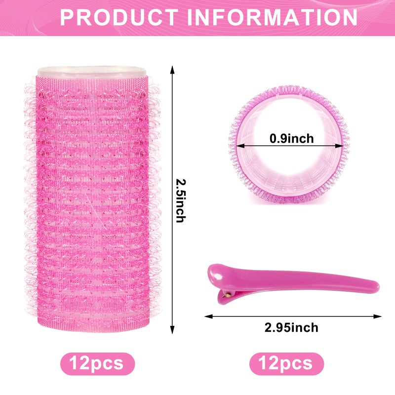 BESSEEK Hair Rollers, 12 Pack Hair Curler Small Hair Rollers for Women, Self Grip Hair Roller with Clips, Pink - Image 2