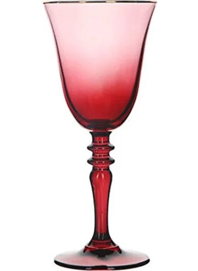 بورلاند Claret Red Gold Gilded Footed Water Glass 270 cc