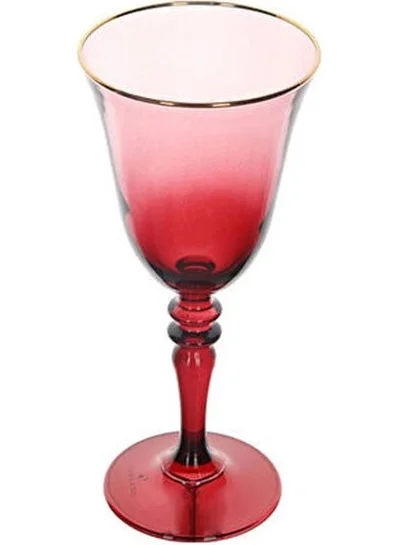 بورلاند Claret Red Gold Gilded Footed Water Glass 270 cc