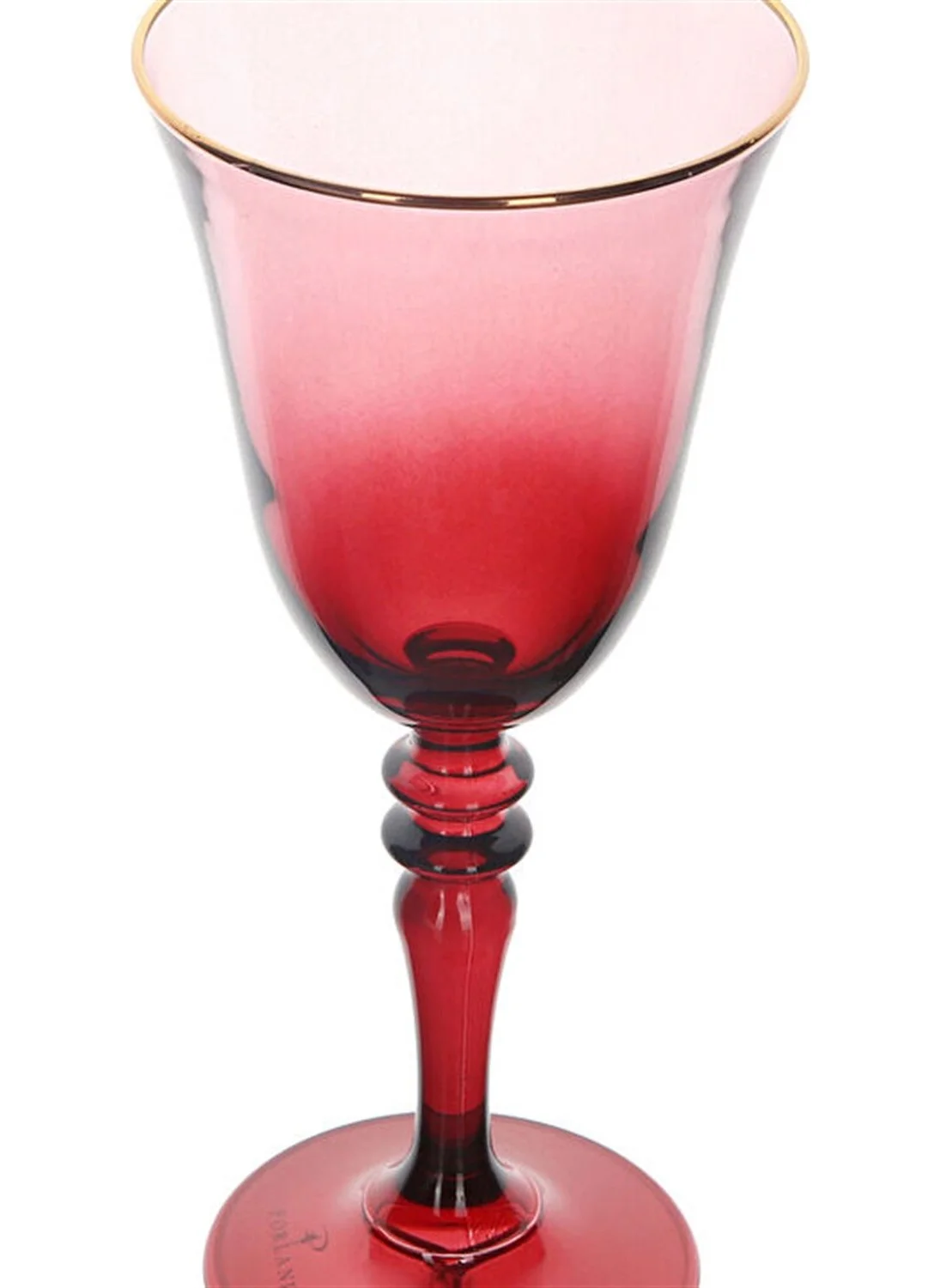 بورلاند Claret Red Gold Gilded Footed Water Glass 270 cc
