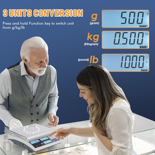 Bonvoisin Industrial Counting Scale Digital Scale for Parts and Coins kg/g/lb Electronic Gram Scale Inventory Counting Scale Industrial Parts Coins Piece Counting Scale (15kg/33lb, 0.1g) - Image 3