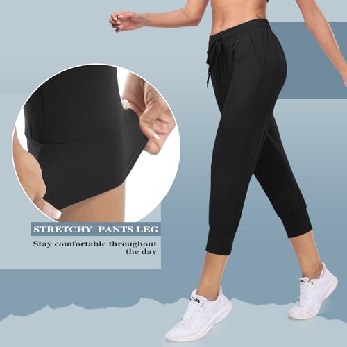 Hi Clasmix 3 Pack Capri Sweatpants Women,Womens Joggers with Pockets Athletic Leggings for Workout Yoga Running - Image 2