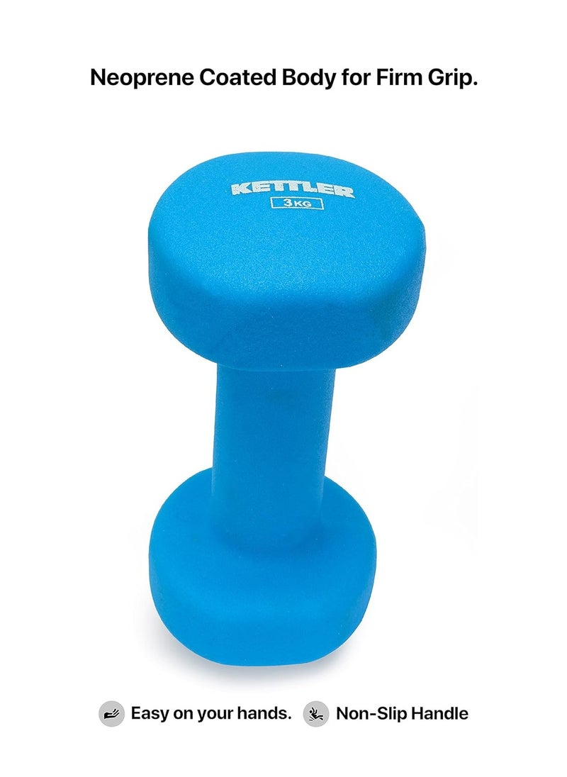 KETTLER - Neoprene Dumbbells of 6Kg (13.2LB) Includes 2 Dumbbells of 3Kg (6.6LB)  | Material : Iron with Neoprene coat | Exercise and Fitness Weights at Home/Gym | Unisex - Image 1