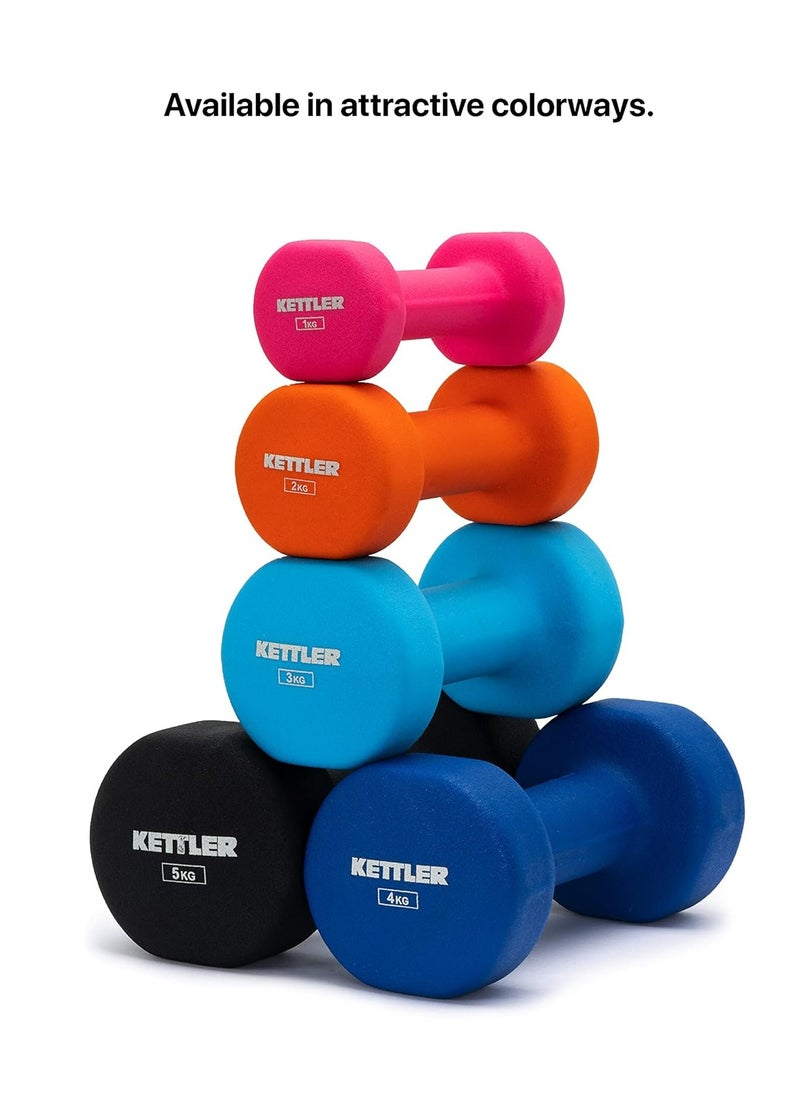 KETTLER - Neoprene Dumbbells of 6Kg (13.2LB) Includes 2 Dumbbells of 3Kg (6.6LB)  | Material : Iron with Neoprene coat | Exercise and Fitness Weights at Home/Gym | Unisex - Image 1