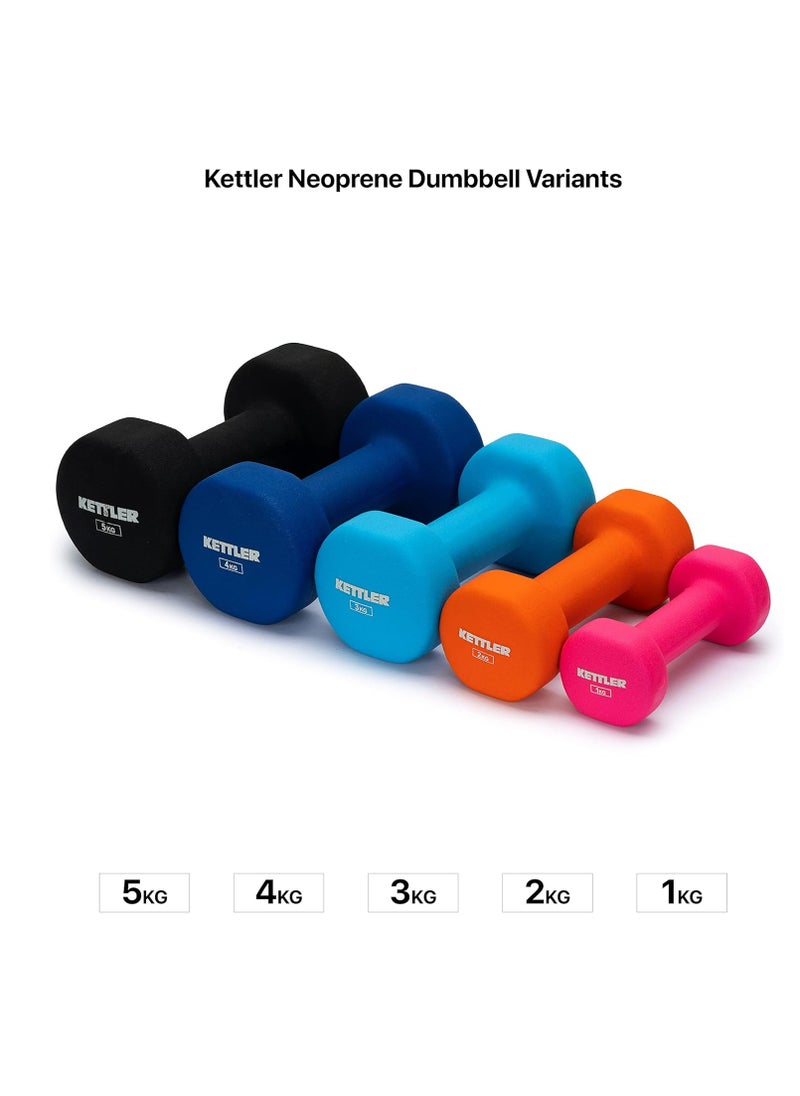KETTLER - Neoprene Dumbbells of 6Kg (13.2LB) Includes 2 Dumbbells of 3Kg (6.6LB)  | Material : Iron with Neoprene coat | Exercise and Fitness Weights at Home/Gym | Unisex - Image 1