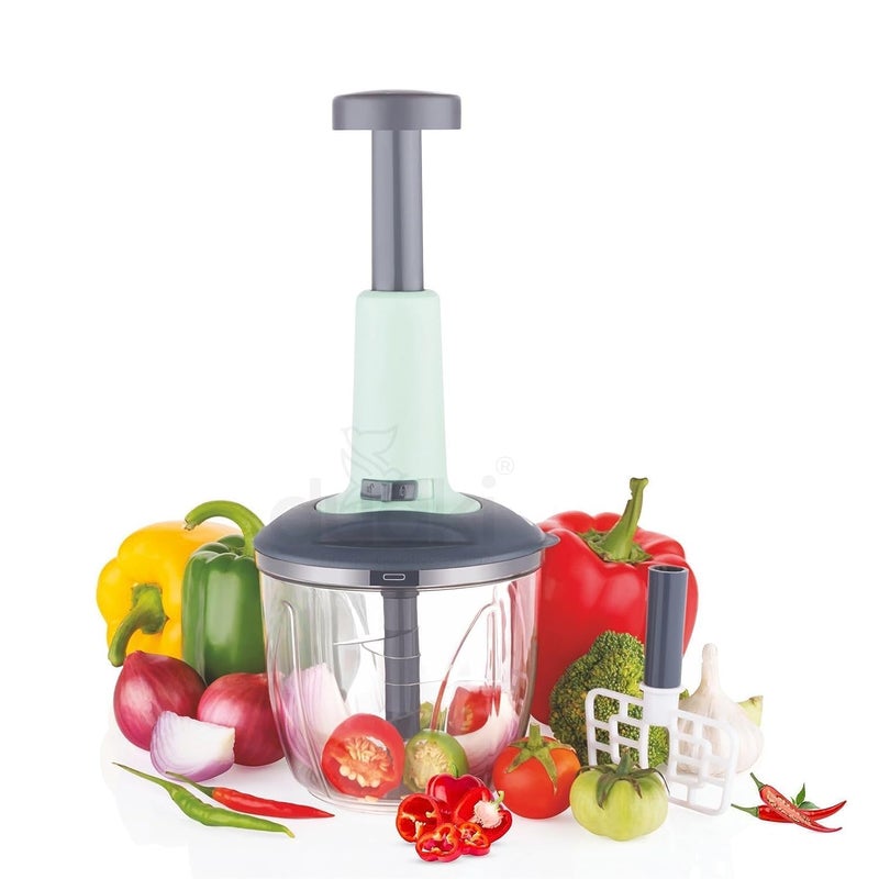 HARSHLOVE Push Chopper 1100ml Stainless Steel Blade Quick Powerful Manual Hand Held Food Chopper to Chop - Image 1