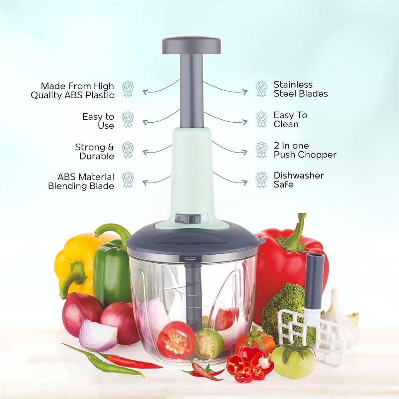 HARSHLOVE Push Chopper 1100ml Stainless Steel Blade Quick Powerful Manual Hand Held Food Chopper to Chop - Image 5