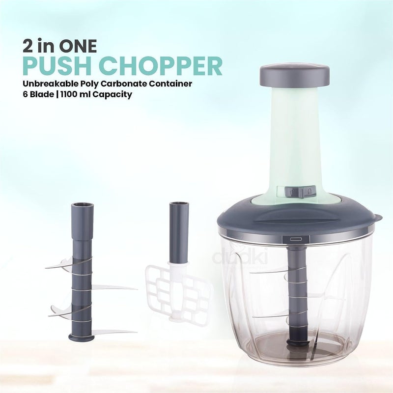 HARSHLOVE Push Chopper 1100ml Stainless Steel Blade Quick Powerful Manual Hand Held Food Chopper to Chop - Image 3