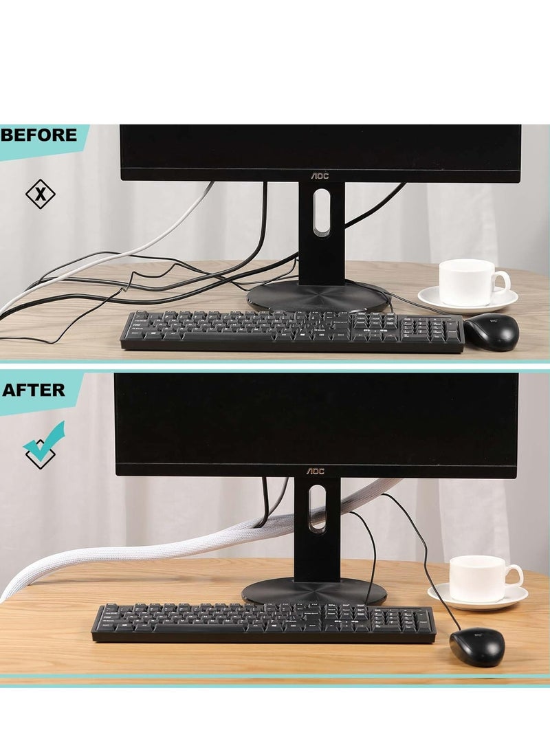 10ft 1-inch White Cable Sleeve Cover, Desk Cord Organizer, Home Office Wire Hider. - Image 3