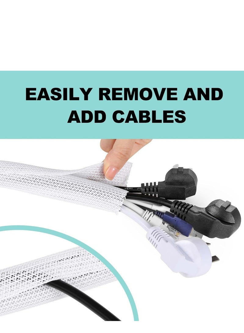 10ft 1-inch White Cable Sleeve Cover, Desk Cord Organizer, Home Office Wire Hider. - Image 5