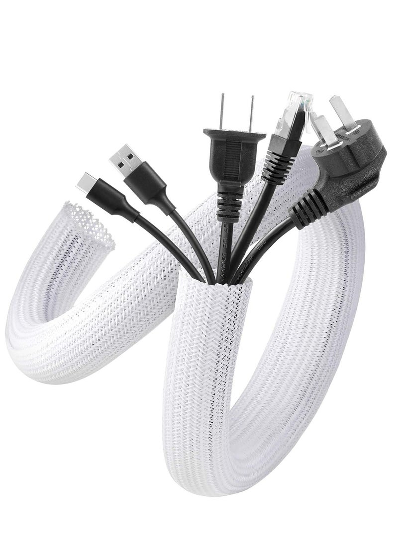 10ft 1-inch White Cable Sleeve Cover, Desk Cord Organizer, Home Office Wire Hider. - Image 1