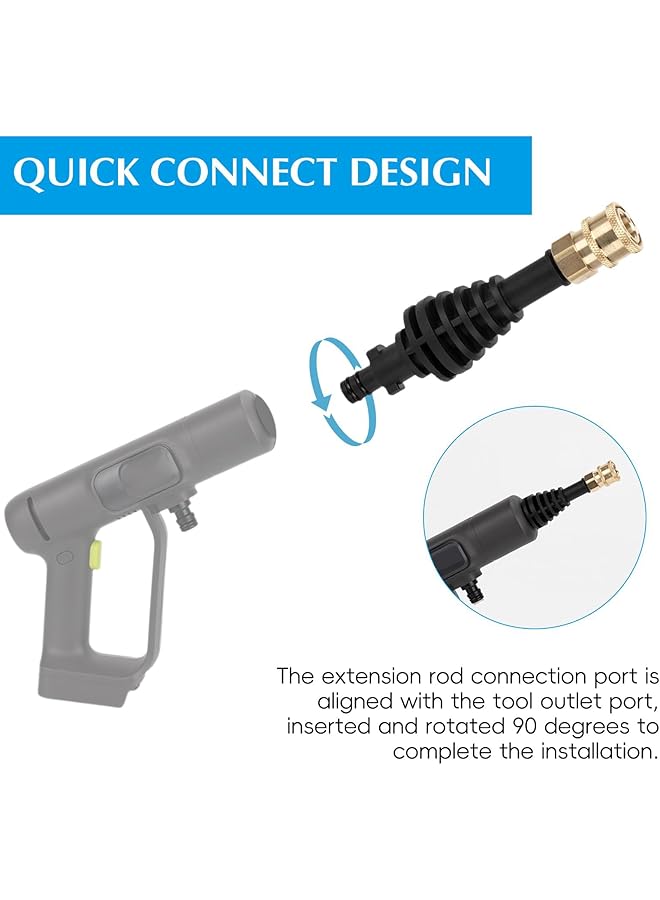 NALACAL محول قضيب تمديد بديل، فوهة أداة غسيل السيارات، ملحقات قضيب التوصيل السريع لمسدس غسيل الطاقة، متوافق مع ملحقات غسالة الضغط Worx Hydroshot (أسود، مادة البولي بروبيلين) - Image 4