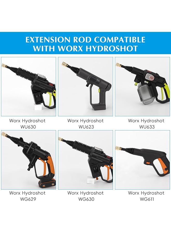 NALACAL محول قضيب تمديد بديل، فوهة أداة غسيل السيارات، ملحقات قضيب التوصيل السريع لمسدس غسيل الطاقة، متوافق مع ملحقات غسالة الضغط Worx Hydroshot (أسود، مادة البولي بروبيلين) - Image 3