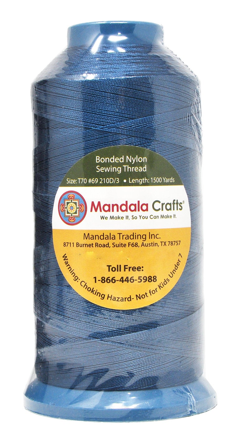 Mandala Crafts Bonded Nylon Thread Airforce Blue Heavy Duty Sewing Threads - 1500 YDs Size 69 210D T70 Tex 70 Thread for Leather Jeans Weaving Outdoor Marine Upholstery Threads - Image 2