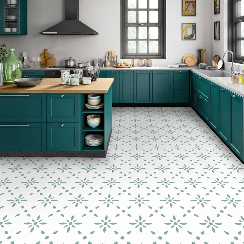 MORCART Peel & Stick Floor Tiles Self Adhesive Vinyl Flooring for Kitchen Bathroom Laundry Room Pet House Fireplace 10 Sheets 8"x8" Removable Floor Stickers Home Decor DIY (Light Green) - Image 2
