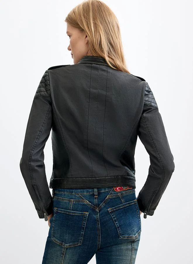 Desigual Black Jacket Leather Effect for Women | Best Price UAE