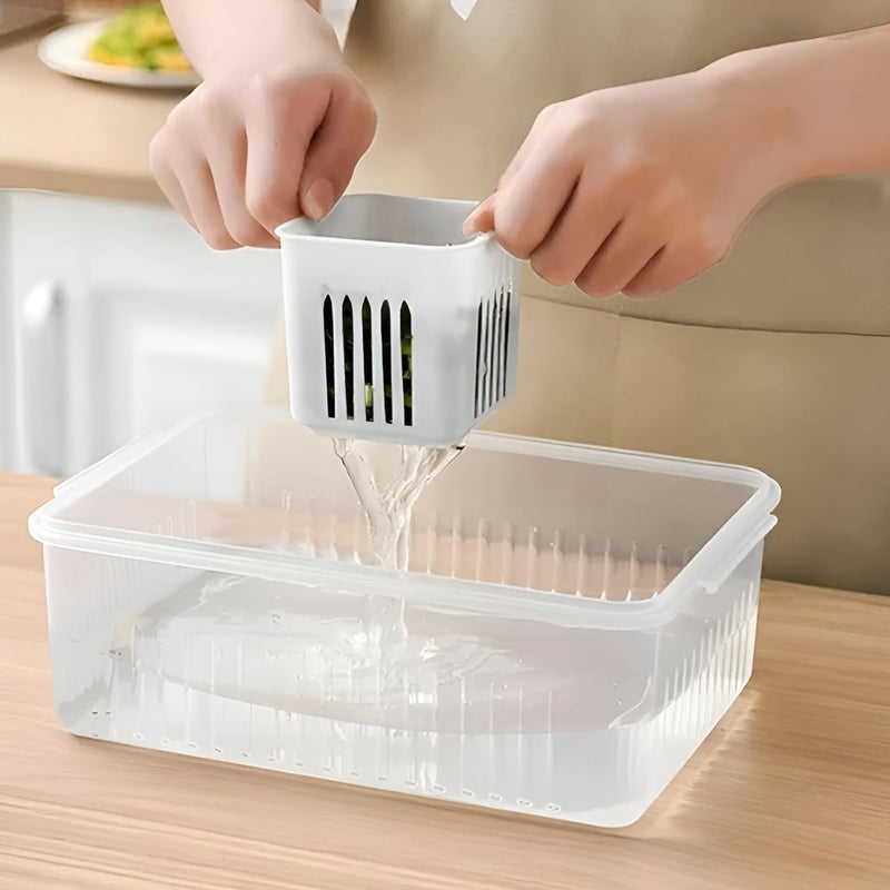 Sangpri 6 Grid Fridge Storage Box with Airtight Lids Space Saving Fridge Food Storage Containers For Fresh Fruits Vegetables Snacks and Meal Prep Refrigerator Food Storage Box - Image 5