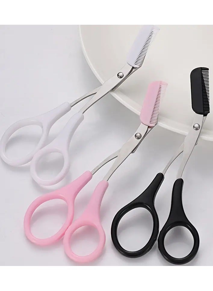 جلوسكي مقص الحاجب مع مشط، مقص الفولاذ المقاوم للصدأ، مقص ماكياج الحواجب السلامة رقم - Image 2