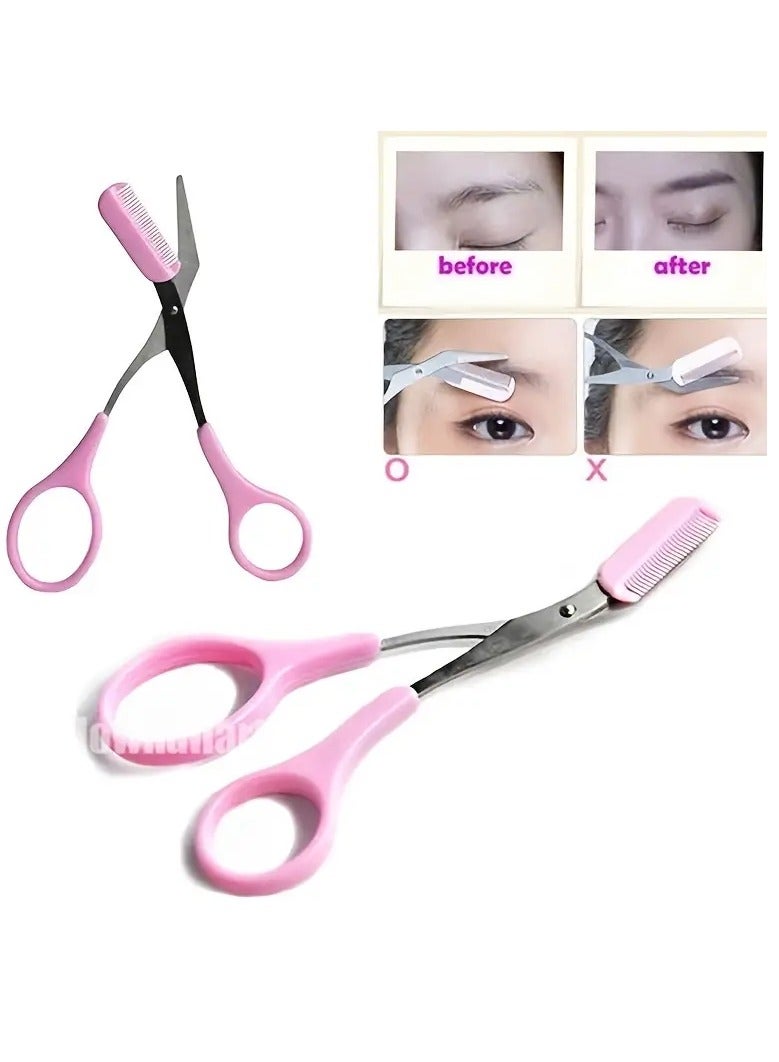 جلوسكي مقص الحاجب مع مشط، مقص الفولاذ المقاوم للصدأ، مقص ماكياج الحواجب السلامة رقم - Image 3